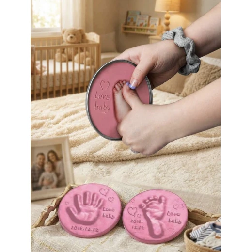 Baby Hand & Footprint Clay Keepsake Kit – Pink Color | Size S Baby Hand & Footprint Clay Keepsake Kit – Pink Color | Size S