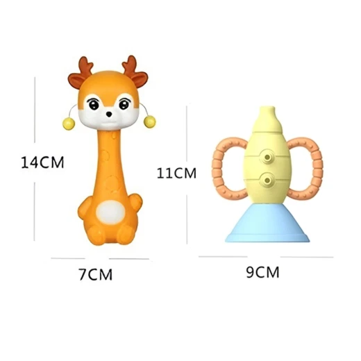 8-Piece Baby Rattles and Teething Toys Set for Newborns 0–12 Months, BPA-Free Infant Sensory Toys with Giant Baby Bottle, Safe Chewable Teethers - Rs Toys - Image 3
