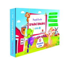 Purple Turtle Graded Readers, Level 2 (Box Set) | 12 Hard Cover English Storybooks for Early Learners