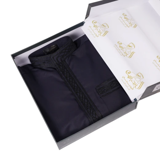 MIDRAZ Navy Blue Embroidered Thobe, Size (M-62) – Elegant, Comfortable, and Premium Quality Design - Midraz - Image 2