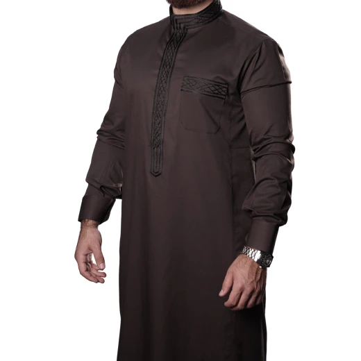 MIDRAZ Brown Embroidered Men’s Thobe, Size (XL-62) – Classic, Comfortable, and Elegant Design for Daily & Formal Wear MIDRAZ Brown Embroidered Men’s Thobe, Size (XL-62) – Classic, Comfortable, and Elegant Design for Daily & Formal Wear