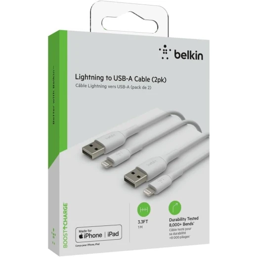 Belkin BoostCharge USB-A to Lightning Cable, 1M, White (2-Pack) - Belkin - Image 3