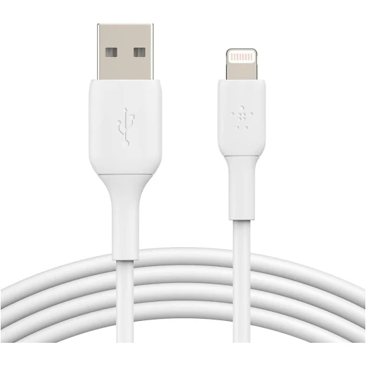 Belkin BoostCharge USB-A to Lightning Cable, 1M, White (2-Pack)